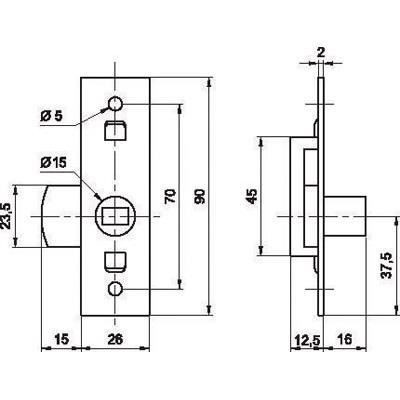 Batteuse en applique GDF universelle 90x26 réversible à fouillot cupro alu sans gâche