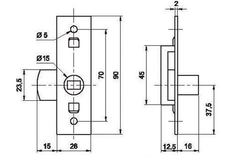 Batteuse GDF à pêne à bascule en applique