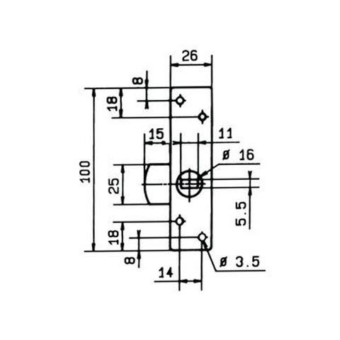 Batteuse GDF en applique 100 x 26 mm réversible sans gâche