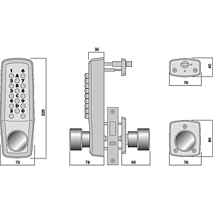 Garniture à code Keylex 2000 et coffre spécial BS60