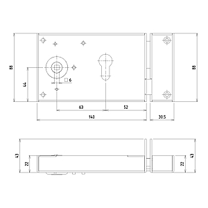 Serrure en applique finition inox pour cylindre européen à fouillot