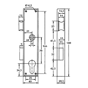 Serrure étroite Métalux verticale à fouillot pour cylindre européen